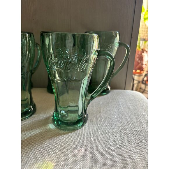 2 Libbey Coca Cola Mug Green Glasses - Picture 4 of 10